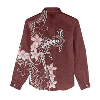 Oxblood Hawaii Women Casual Shirt Hammerhead Shark Tattoo Curve Polynesian - Polynesian Pride