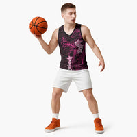 Pink Hawaii Basketball Jersey Hammerhead Shark Tattoo Curve Polynesian - Polynesian Pride