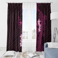 Pink Hawaii Window Curtain Hammerhead Shark Tattoo Curve Polynesian - Polynesian Pride