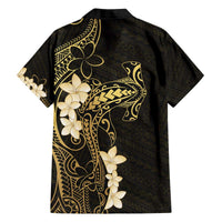 Black and Gold Hawaii Family Matching Off The Shoulder Long Sleeve Dress and Hawaiian Shirt Hammerhead Shark Tattoo Curve Polynesian LT14 - Polynesian Pride