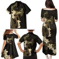 Black and Gold Hawaii Family Matching Puletasi and Hawaiian Shirt Hammerhead Shark Tattoo Curve Polynesian LT14 - Polynesian Pride