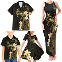Black and Gold Hawaii Family Matching Tank Maxi Dress and Hawaiian Shirt Hammerhead Shark Tattoo Curve Polynesian LT14 - Polynesian Pride