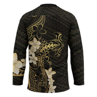 Black and Gold Hawaii Hockey Jersey Hammerhead Shark Tattoo Curve Polynesian - Polynesian Pride