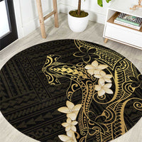 Black and Gold Hawaii Round Carpet Hammerhead Shark Tattoo Curve Polynesian LT14 Black - Polynesian Pride