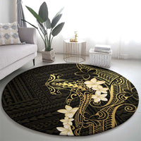 Black and Gold Hawaii Round Carpet Hammerhead Shark Tattoo Curve Polynesian LT14 - Polynesian Pride