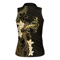 Black and Gold Hawaii Women Sleeveless Polo Shirt Hammerhead Shark Tattoo Curve Polynesian LT14 - Polynesian Pride