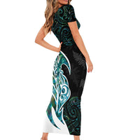 Proud Aotearoa Family Matching Short Sleeve Bodycon Dress and Hawaiian Shirt Maori Silver Fern Mix Paua Shell Pattern LT14 - Polynesian Pride