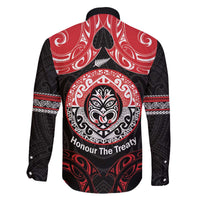 Aotearoa Toitu Te Tiriti Family Matching Off The Shoulder Long Sleeve Dress and Hawaiian Shirt Haka Tiki Honour The Treaty LT14 - Polynesian Pride