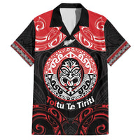 Aotearoa Toitu Te Tiriti Family Matching Puletasi and Hawaiian Shirt Haka Tiki Honour The Treaty LT14 Dad's Shirt - Short Sleeve Black - Polynesian Pride