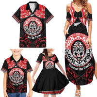 Aotearoa Toitu Te Tiriti Family Matching Summer Maxi Dress and Hawaiian Shirt Haka Tiki Honour The Treaty LT14 - Polynesian Pride