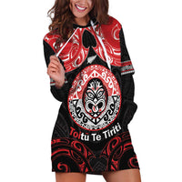 Aotearoa Toitu Te Tiriti Hoodie Dress Haka Tiki Honour The Treaty LT14 Black - Polynesian Pride