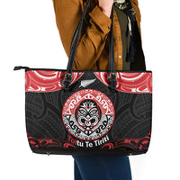 Aotearoa Toitu Te Tiriti Leather Tote Bag Haka Tiki Honour The Treaty LT14 - Polynesian Pride
