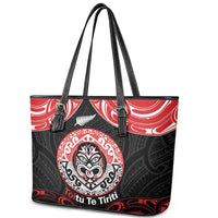 Aotearoa Toitu Te Tiriti Leather Tote Bag Haka Tiki Honour The Treaty LT14 - Polynesian Pride