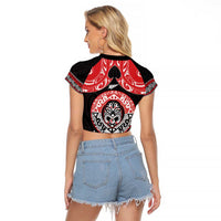Aotearoa Toitu Te Tiriti Raglan Cropped T Shirt Haka Tiki Honour The Treaty LT14 - Polynesian Pride