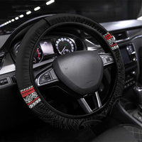 Aotearoa Toitu Te Tiriti Steering Wheel Cover Haka Tiki Honour The Treaty LT14 Universal Fit Black - Polynesian Pride