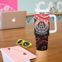 Aotearoa Toitu Te Tiriti Tumbler With Handle Haka Tiki Honour The Treaty LT14 - Polynesian Pride