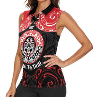 Aotearoa Toitu Te Tiriti Women Sleeveless Polo Shirt Haka Tiki Honour The Treaty LT14 - Polynesian Pride