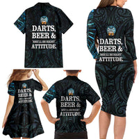 Personalized New Zealand Darts Beer Family Matching Long Sleeve Bodycon Dress and Hawaiian Shirt Paua Shell Aotearoa Maori Tattoo LT14 - Polynesian Pride