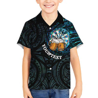 Personalized New Zealand Darts Beer Family Matching Short Sleeve Bodycon Dress and Hawaiian Shirt Paua Shell Aotearoa Maori Tattoo LT14 Son's Shirt Black - Polynesian Pride
