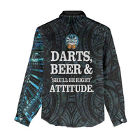 Personalized New Zealand Darts Beer Women Casual Shirt Paua Shell Aotearoa Maori Tattoo LT14 - Polynesian Pride