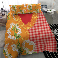 Prince Kuhio Aloha Hawaii Bedding Set Plumeria Ilima Lei Palaka Motifs