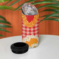 Prince Kuhio Aloha Hawaii 4 in 1 Can Cooler Tumbler Plumeria Ilima Lei Palaka Motifs LT14 - Polynesian Pride