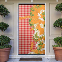 Prince Kuhio Aloha Hawaii Door Cover Plumeria Ilima Lei Palaka Motifs LT14 Red - Polynesian Pride