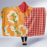 Prince Kuhio Aloha Hawaii Hooded Blanket Plumeria Ilima Lei Palaka Motifs