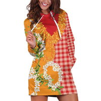 Prince Kuhio Aloha Hawaii Hoodie Dress Plumeria Ilima Lei Palaka Motifs LT14 Red - Polynesian Pride