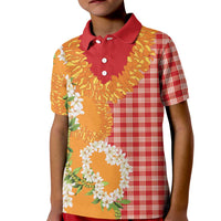 Prince Kuhio Aloha Hawaii Kid Polo Shirt Plumeria Ilima Lei Palaka Motifs LT14 Kid Red - Polynesian Pride