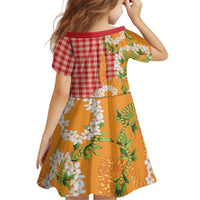 Prince Kuhio Aloha Hawaii Kid Short Sleeve Dress Plumeria Ilima Lei Palaka Motifs LT14 - Polynesian Pride