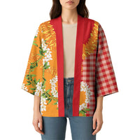 Prince Kuhio Aloha Hawaii Kimono Plumeria Ilima Lei Palaka Motifs