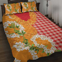 Prince Kuhio Aloha Hawaii Quilt Bed Set Plumeria Ilima Lei Palaka Motifs