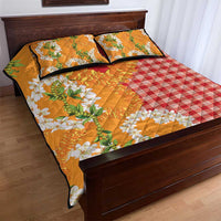 Prince Kuhio Aloha Hawaii Quilt Bed Set Plumeria Ilima Lei Palaka Motifs
