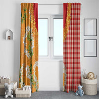 Prince Kuhio Aloha Hawaii Window Curtain Plumeria Ilima Lei Palaka Motifs