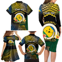Personalised Malampa Day Family Matching Long Sleeve Bodycon Dress and Hawaiian Shirt Vanuatu Provinces Polynesian Pattern LT14 - Polynesian Pride