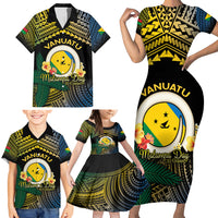 Personalised Malampa Day Family Matching Short Sleeve Bodycon Dress and Hawaiian Shirt Vanuatu Provinces Polynesian Pattern LT14 - Polynesian Pride