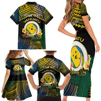 Personalised Malampa Day Family Matching Short Sleeve Bodycon Dress and Hawaiian Shirt Vanuatu Provinces Polynesian Pattern LT14 - Polynesian Pride