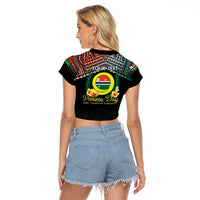 Personalised Penama Day Raglan Cropped T Shirt Vanuatu Provinces Polynesian Pattern