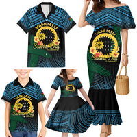 Personalised Sanma Day Family Matching Mermaid Dress and Hawaiian Shirt Vanuatu Provinces Polynesian Pattern LT14 - Polynesian Pride