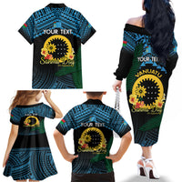 Personalised Sanma Day Family Matching Off The Shoulder Long Sleeve Dress and Hawaiian Shirt Vanuatu Provinces Polynesian Pattern LT14 - Polynesian Pride