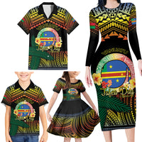 Personalised Tafea Day Family Matching Long Sleeve Bodycon Dress and Hawaiian Shirt Vanuatu Provinces Polynesian Pattern LT14 - Polynesian Pride