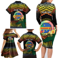 Personalised Tafea Day Family Matching Long Sleeve Bodycon Dress and Hawaiian Shirt Vanuatu Provinces Polynesian Pattern LT14 - Polynesian Pride