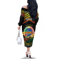 Personalised Tafea Day Family Matching Off The Shoulder Long Sleeve Dress and Hawaiian Shirt Vanuatu Provinces Polynesian Pattern LT14 - Polynesian Pride