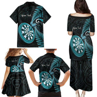 Personalised New Zealand Darts Family Matching Puletasi and Hawaiian Shirt Happiness Is A Tight Threesome Maori Paua Shell LT14 - Polynesian Pride