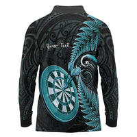 Personalised New Zealand Darts Long Sleeve Polo Shirt Happiness Is A Tight Threesome Maori Paua Shell LT14 - Polynesian Pride