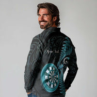 Personalised New Zealand Darts Long Sleeve Polo Shirt Happiness Is A Tight Threesome Maori Paua Shell LT14 - Polynesian Pride