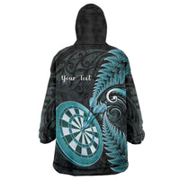 Personalised New Zealand Darts Wearable Blanket Hoodie Happiness Is A Tight Threesome Maori Paua Shell LT14 - Polynesian Pride