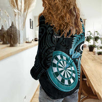 Personalised New Zealand Darts Women Casual Shirt Happiness Is A Tight Threesome Maori Paua Shell