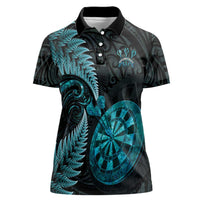 Personalised New Zealand Darts Women Polo Shirt Happiness Is A Tight Threesome Maori Paua Shell LT14 Female Turquoise - Polynesian Pride